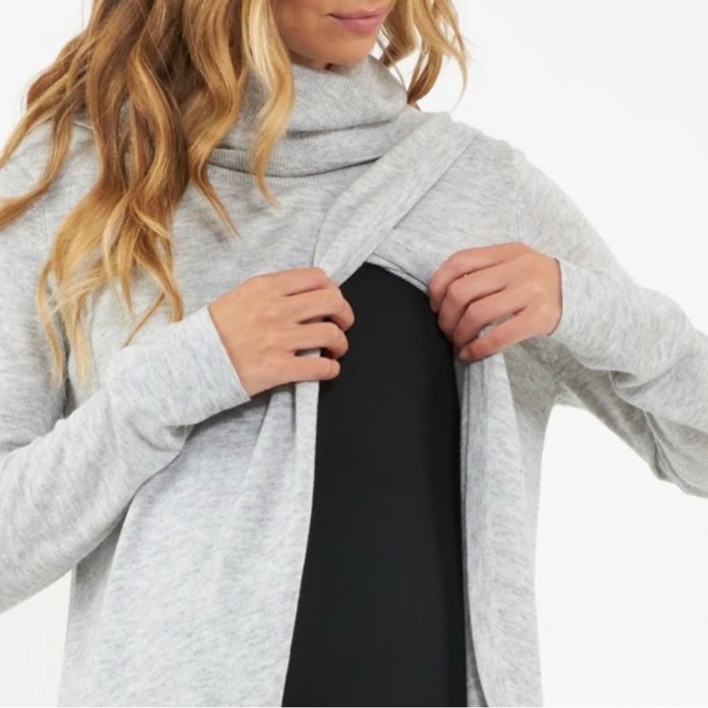 Ripe Maternity Light Gray Cowl Neck Sweater - Picture 3 of 6